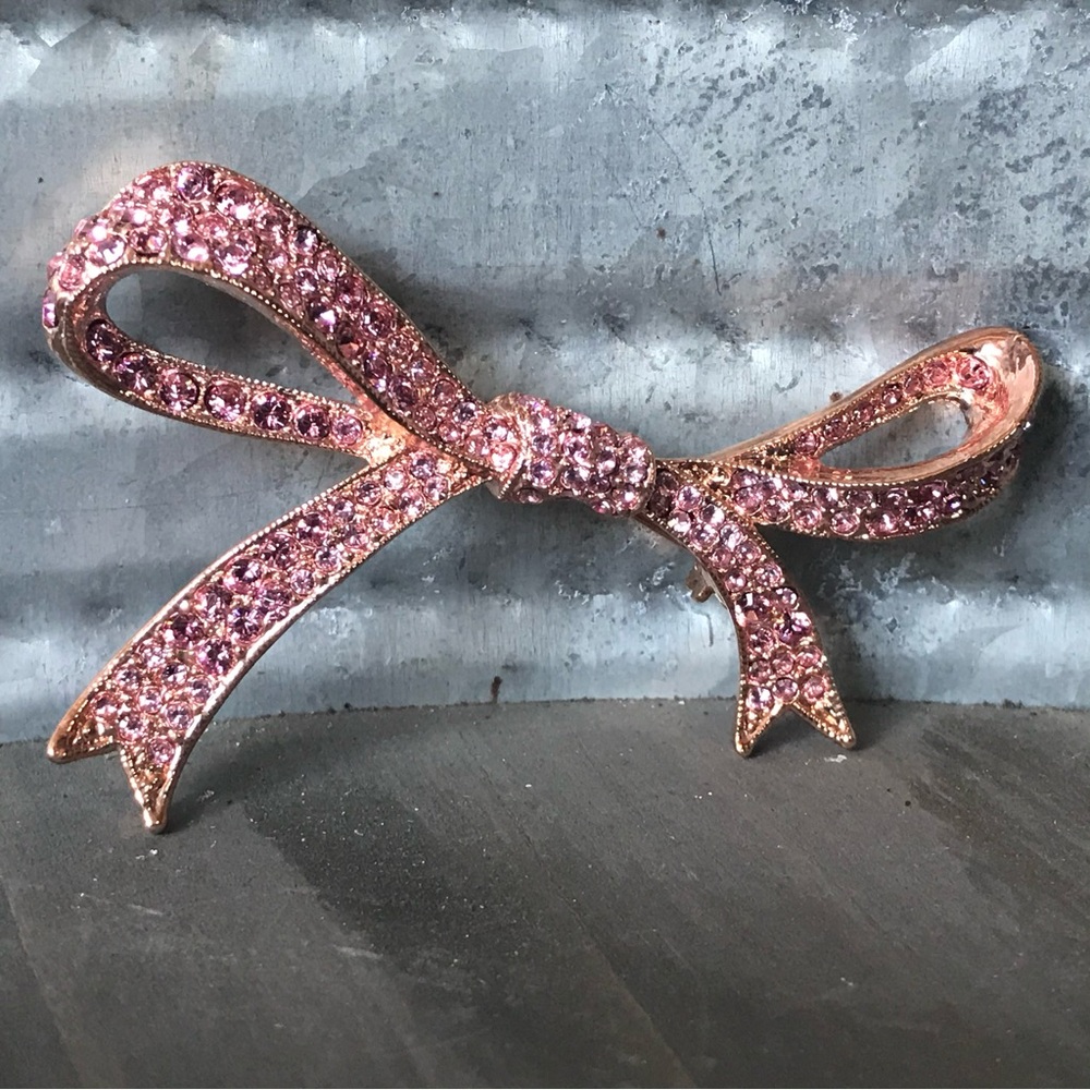 KJL Kenneth Jay Lane Pink Pave Bow Brooch